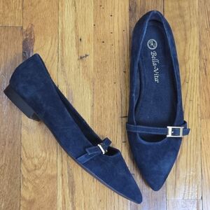 Bella-Vita Blue Suede Flats 8 Wide